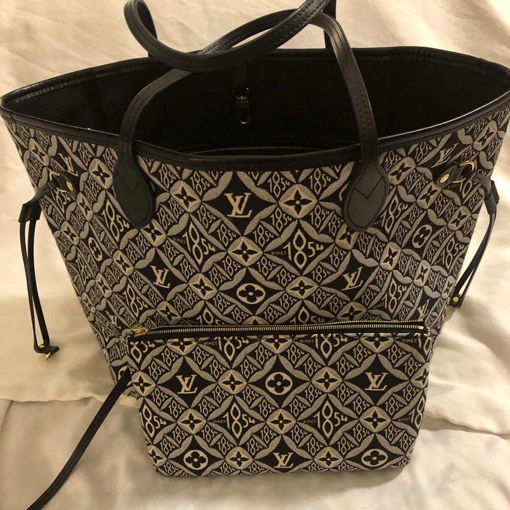 Louis Vuitton Black Jacquard Since 1854 Neverfull MM Tote